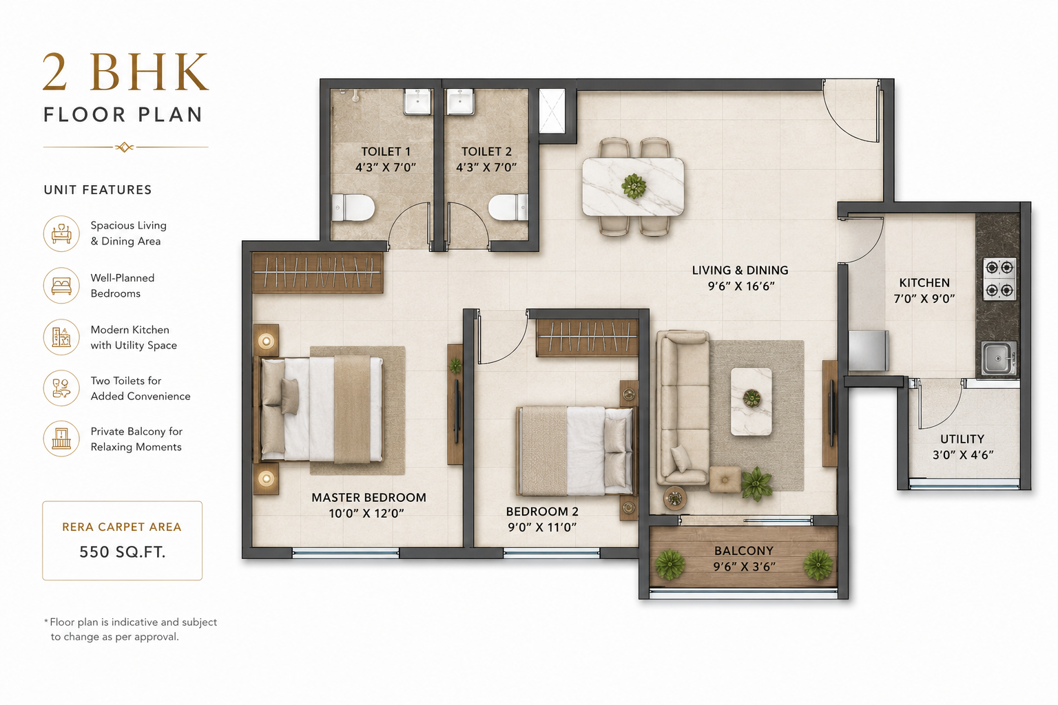 2 BHK Floor Plan